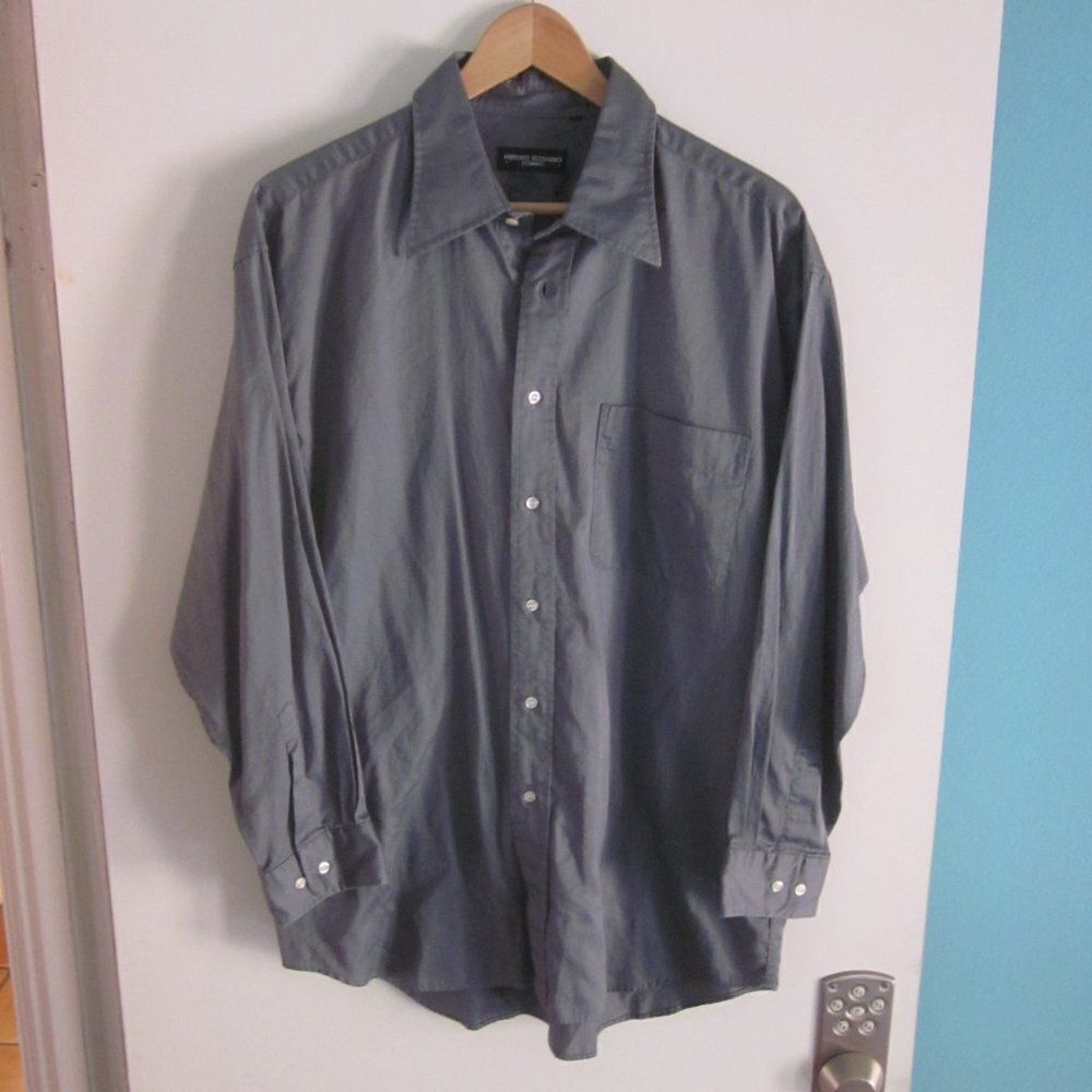 Hiroko Koshino Homme Mens Japanese Designer Steel Gray Shirt Size LL Fits Large